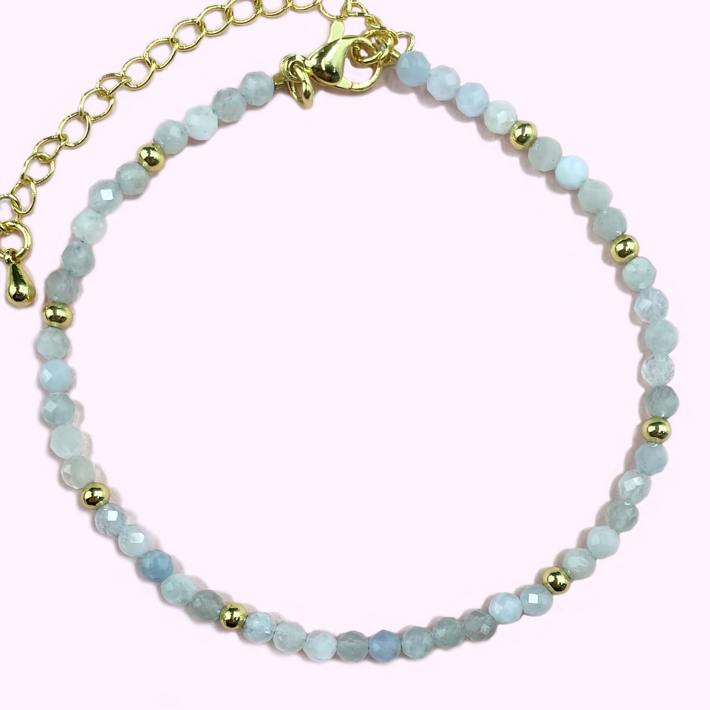 Aquamarine Linked Crystal Bracelet for Focus and Concentration