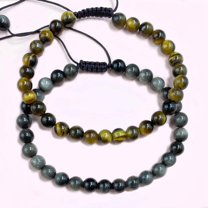 Double Obsidian with Tigers Eye for Protection and Apotropaic Crystal Bracelet
