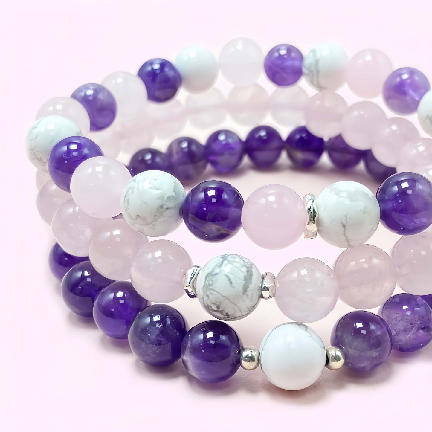 Triple Amethyst Crystal Bracelet for Love and Relationship