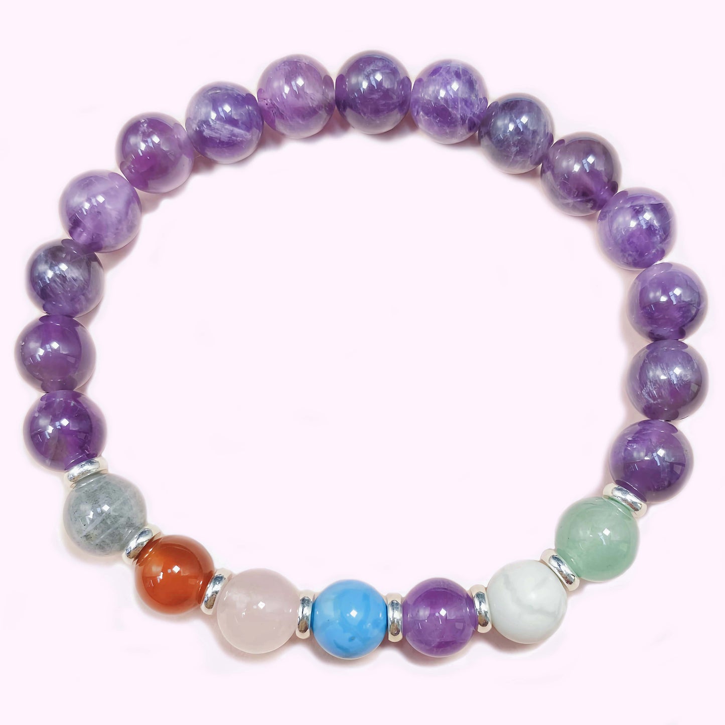 Amethyst Seven Chakra Crystal Bracelets