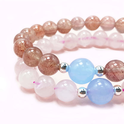 Double Strawberry Quartz Crystal Bracelet for Love and Relationship