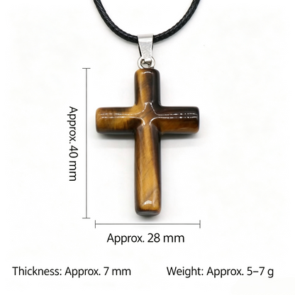 Healing Crystal Cross Shape Pendant Necklace