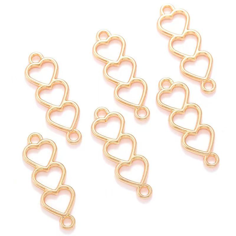 30PCS Triple Heart Connector for Jewelry Making Findings 8x24mm