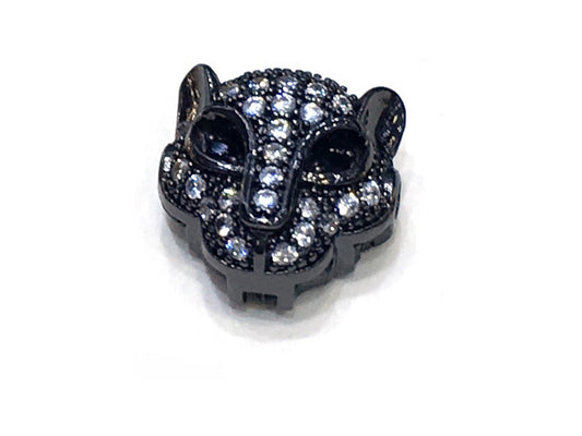 1PCS Leopard Head Beads Brass Cubic Zirconia
