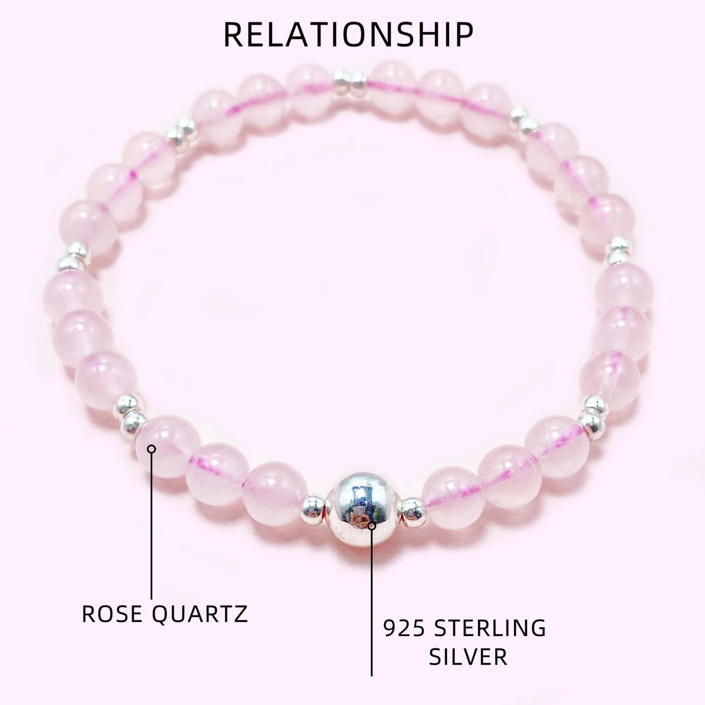 Natural Pink Rose Quartz Crystal Bracelet for Love and Relationship