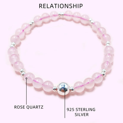 Natural Pink Rose Quartz Crystal Bracelet for Love and Relationship