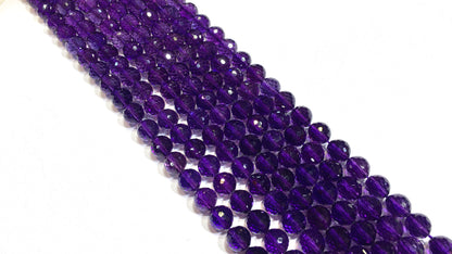 Faceted Round Piezoelectric Amethyst Beads