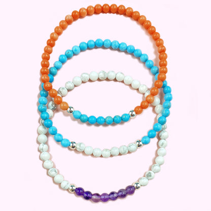 Triple Coral Crystal Bracelet for Focus and Concentration
