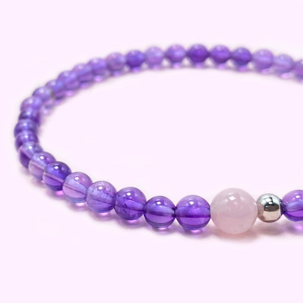 Solid Amethyst Crystal Bracelet for Love and Relationship
