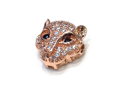 1PCS Leopard Head Beads Brass Cubic Zirconia