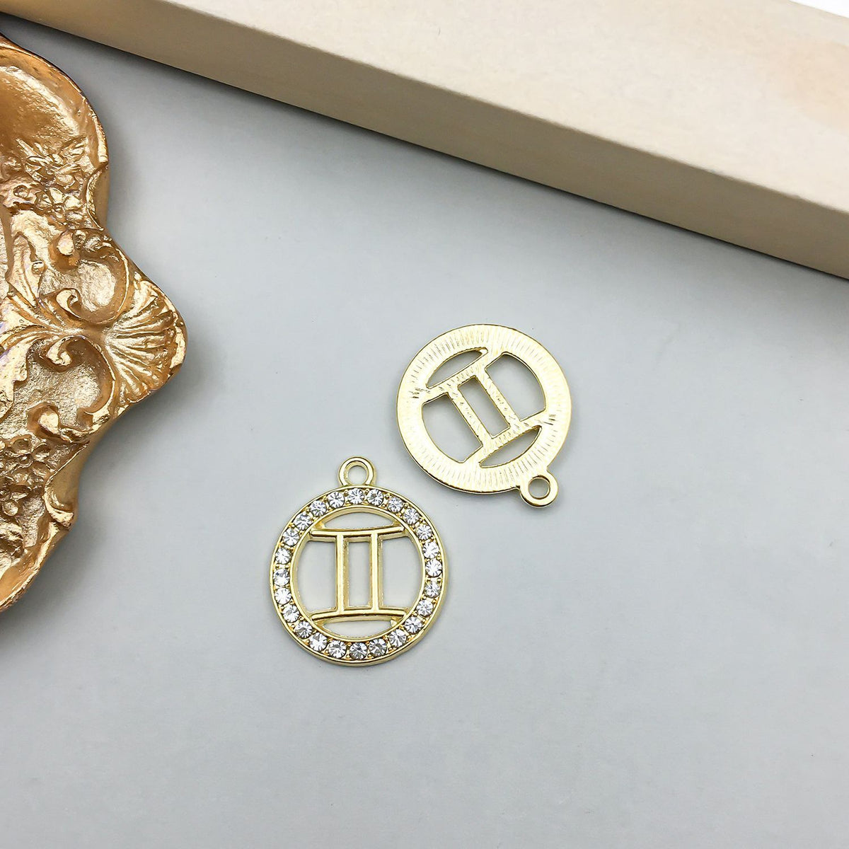 Zodiac Signs Gold CZ Charm Finding for DIY Jewelry Making