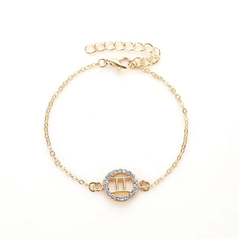 Zodiac Signs CZ Gold Color Bracelets for Everyday Wear