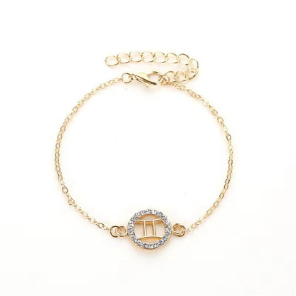 Zodiac Signs CZ Gold Color Bracelets for Everyday Wear