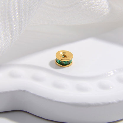 1PCS Brass Zircon Wheel Spacer Beads