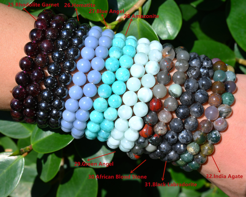70 Kinds Of 6MM/8MM/10MM Round Gemstone bracelet- Free Shipping