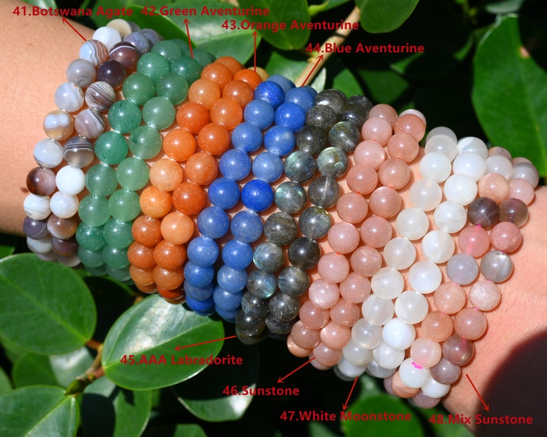 70 Kinds Of 6MM/8MM/10MM Round Gemstone bracelet- Free Shipping