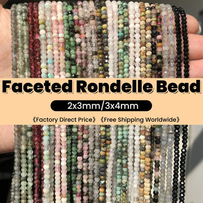Faceted Rondelle Beads 2x3mm 3x4mm Gemstone/Quartz/Jasper/Agate