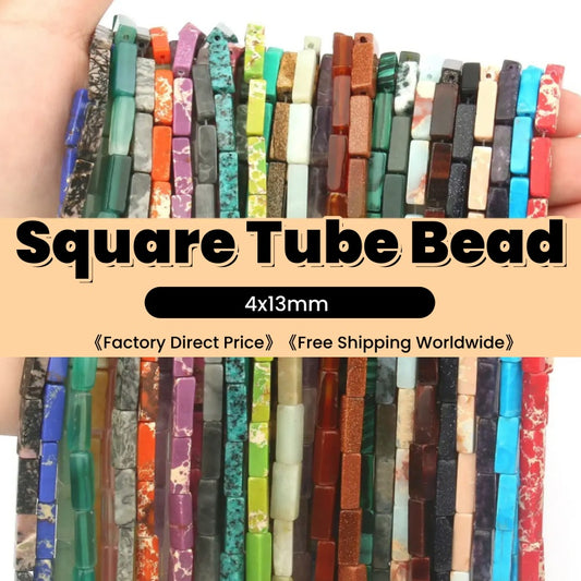 Square Tube Beads 4x13mm Quartz/Jasper/Agate/Crystal