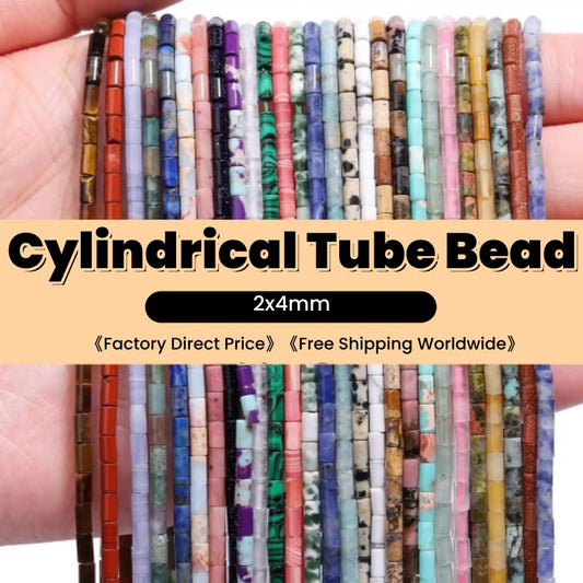 Cylindrical Tube Beads 2x4mm Quartz/Jasper/Agate/Crystal