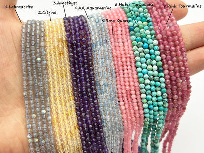 Natural Faceted Crystal Beads,2mm/3mm/4mm- Free Shipping
