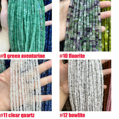 4x4MM Cube Square Gemstone Beads Energy Gemstone Square Shape Loose Bead for Bracelet Necklace DIY Jewelry Making Design 15-inch Full Strand
