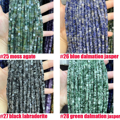 4x4MM Cube Square Gemstone Beads Energy Gemstone Square Shape Loose Bead for Bracelet Necklace DIY Jewelry Making Design 15-inch Full Strand