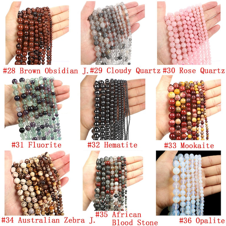 Wholesale Natural Gemstone Beads 4mm 6mm 8mm 10mm 12mm Round Smooth Loose Bead -Free Shipping