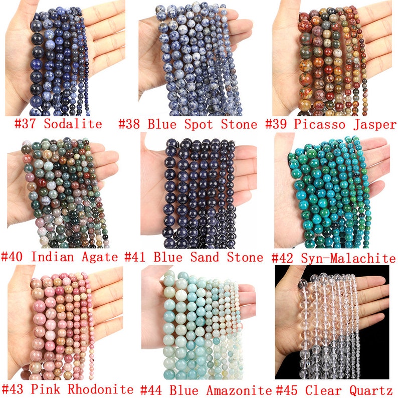 Wholesale Natural Gemstone Beads 4mm 6mm 8mm 10mm 12mm Round Smooth Loose Bead -Free Shipping