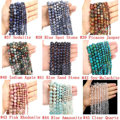 Wholesale Natural Gemstone Beads 4mm 6mm 8mm 10mm 12mm Round Smooth Loose Bead -Free Shipping