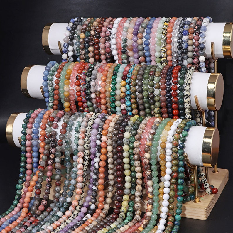 Wholesale Natural Gemstone Beads 4mm 6mm 8mm 10mm 12mm Round Smooth Loose Bead -Free Shipping