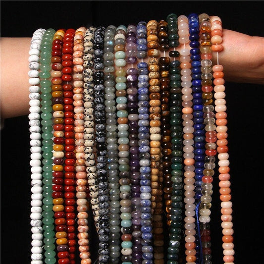 Natural Crystal Agate Stone Rondelle Beads 4*6mm 5*8mm 6*10mm Gemstone Bead Highly Polished Rondelle Shape Loose Bead for DIY Jewelry Making