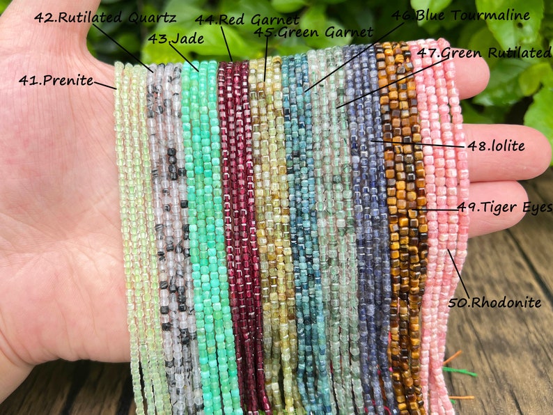 Natural Faceted Crystals Beads,2.5x2.5mm Square Gemstone Faceted Beads-Free Shipping