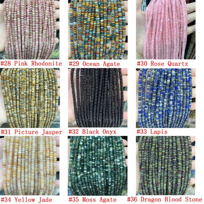 Natural 2*4mm Gemstone Rondelle Beads Crystal Agate Stone Rondelle Beads Highly Polished Rondelle Shape Loose Beads for DIY Jewelry Making