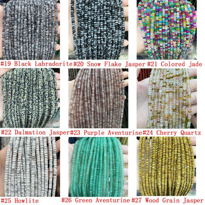 Natural 2*4mm Gemstone Rondelle Beads Crystal Agate Stone Rondelle Beads Highly Polished Rondelle Shape Loose Beads for DIY Jewelry Making