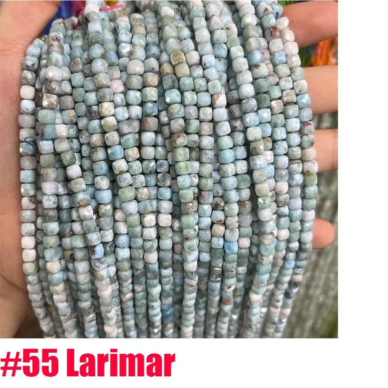 4-5MM Faceted Cube Square Stone Beads Energy Gemstone Cube Loose Beads for Bracelet Necklace DIY Jewelry Making Design 15-inch Full Strand