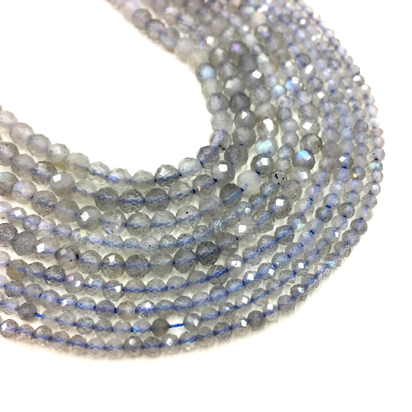 Natural Labradorite & Gray Moonstone Faceted Round Beads Healing Gemstone Loose Beads  for DIY Jewelry MakingAAAAA Quality 2mm 4mm