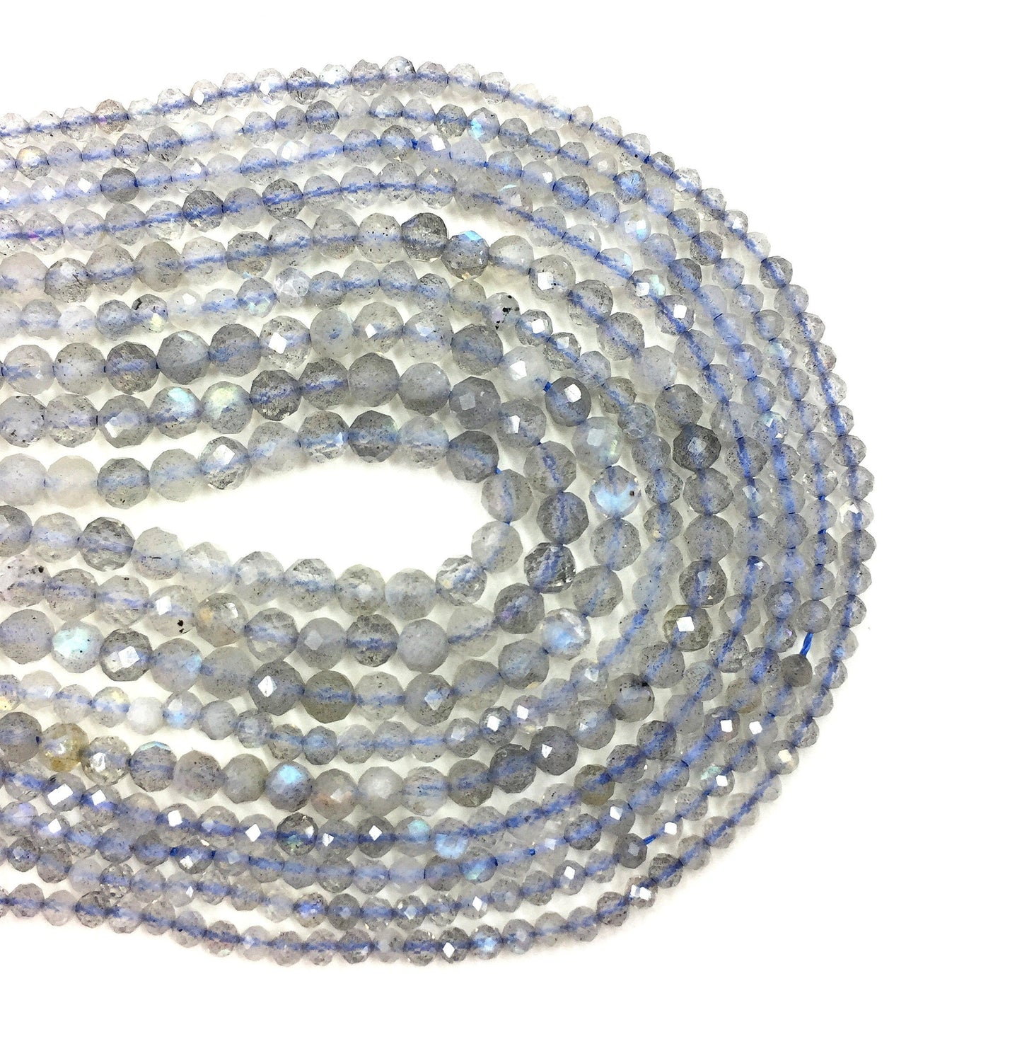 Natural Labradorite & Gray Moonstone Faceted Round Beads Healing Gemstone Loose Beads  for DIY Jewelry MakingAAAAA Quality 2mm 4mm