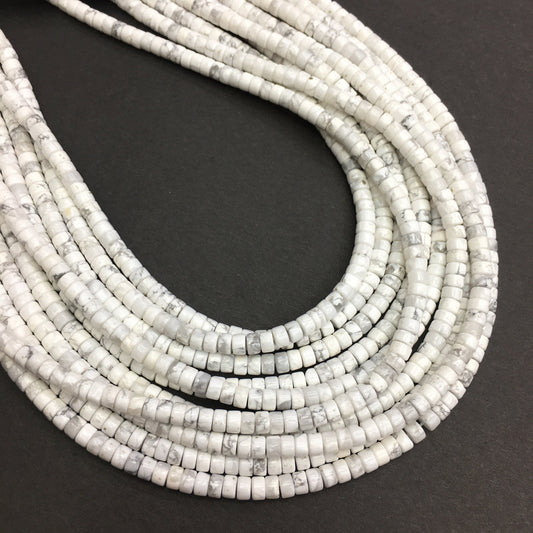 Natural White Howlite HeiShi Shape Beads Tube 2X4MM