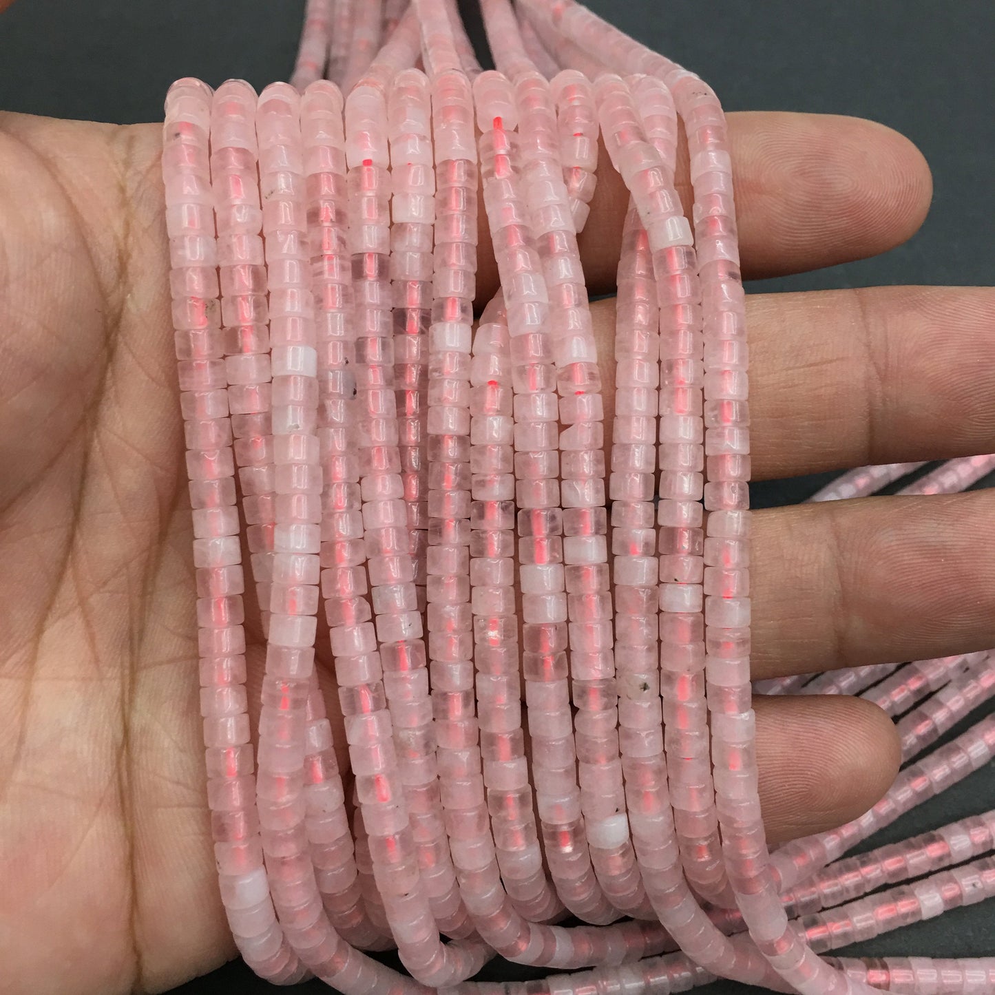 Natural Rose Quartz HeiShi Shape Beads Tube  2X4MM