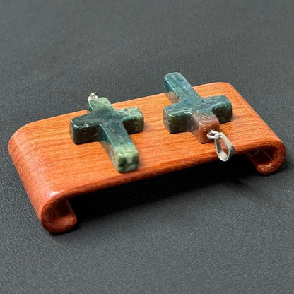 Healing Crystal Flat Cross Shape Pendant Necklace 1PC