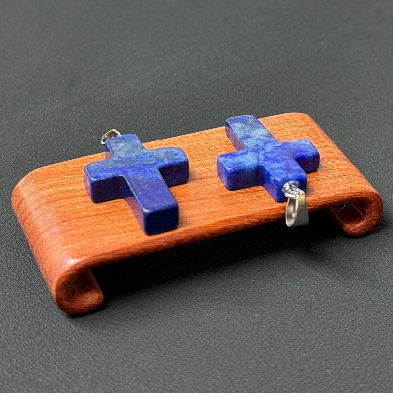 Healing Crystal Flat Cross Shape Pendant Necklace 1PC