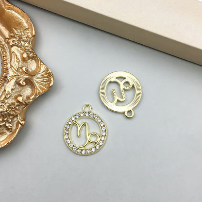 Zodiac Signs Gold CZ Charm Finding for DIY Jewelry Making
