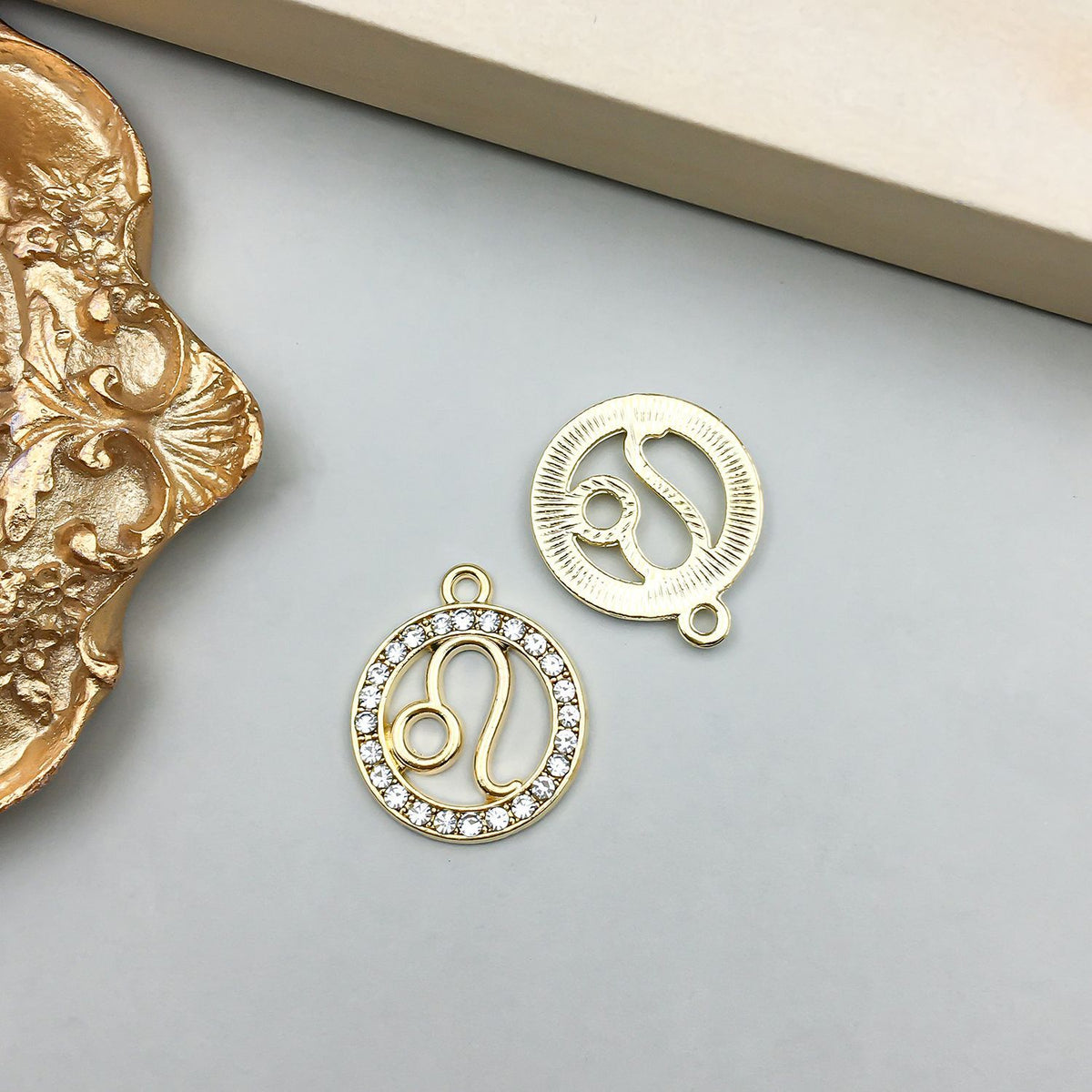 Zodiac Signs Gold CZ Charm Finding for DIY Jewelry Making