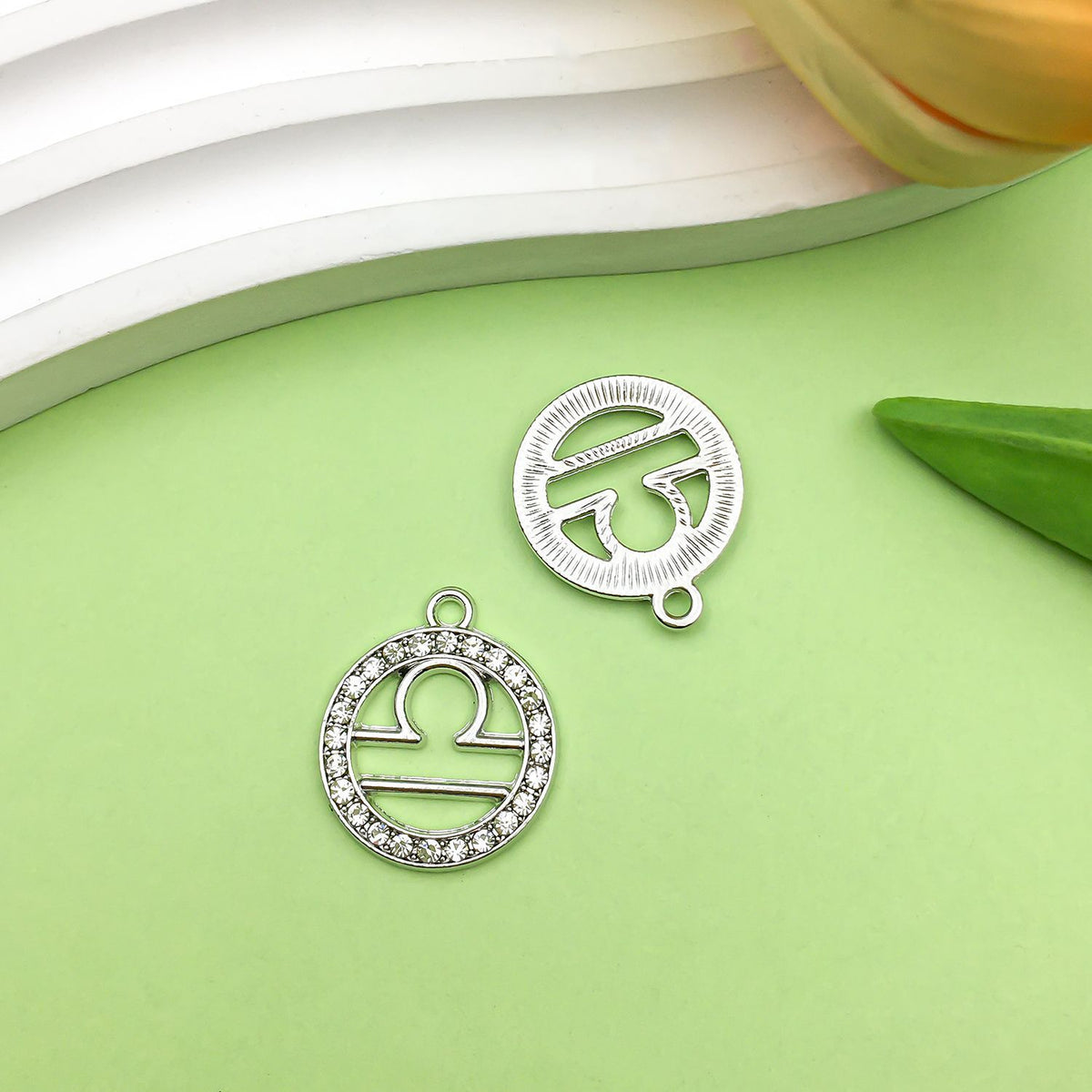 Zodiac Signs Silver Color CZ Charm Finding for DIY Jewelry Making