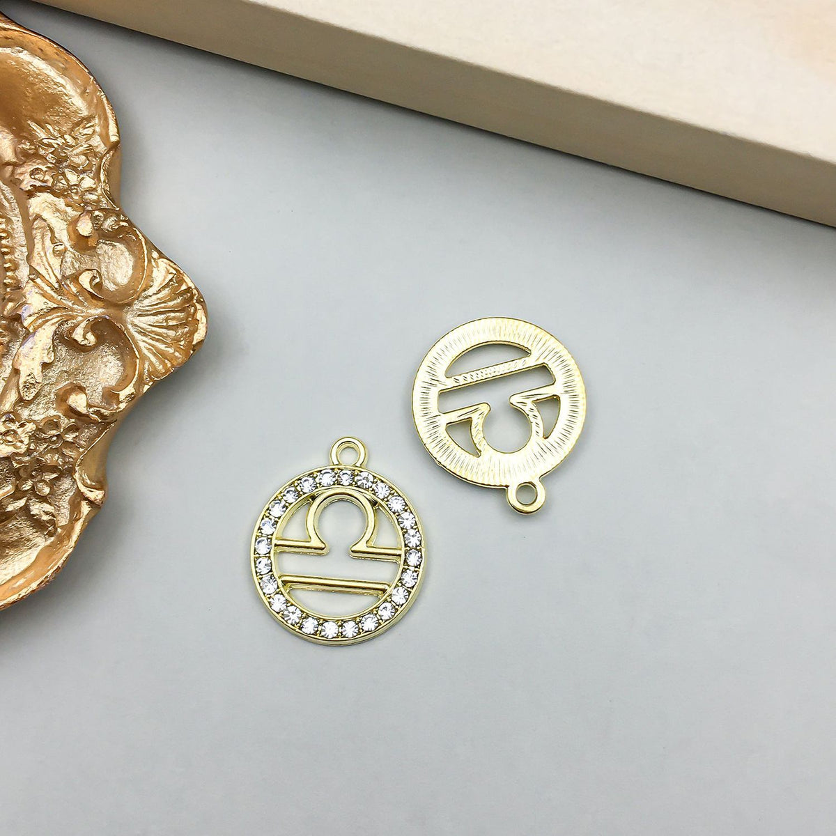 Zodiac Signs Gold CZ Charm Finding for DIY Jewelry Making