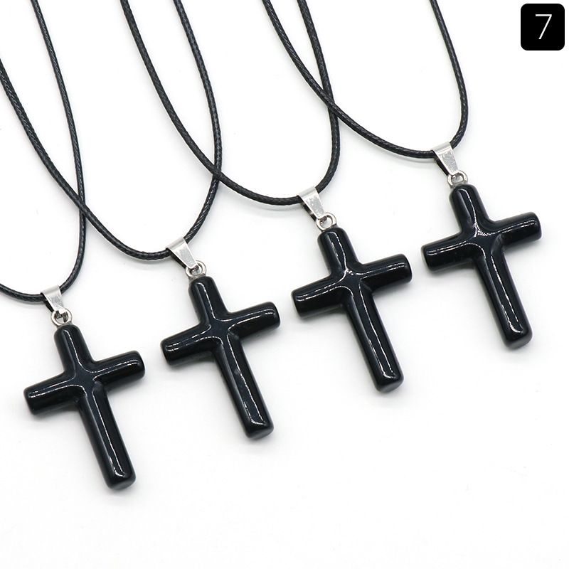 Healing Crystal Cross Shape Pendant Necklace