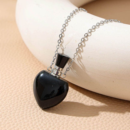 Healing Crystal Heart Shape Perfume Pendant Necklace