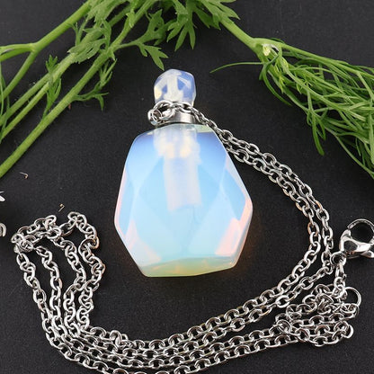 Healing Crystal Freefrom Shape Perfume Pendant Necklace