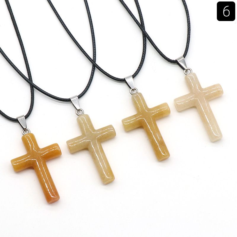 Healing Crystal Cross Shape Pendant Necklace