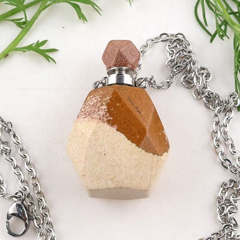 Healing Crystal Freefrom Shape Perfume Pendant Necklace